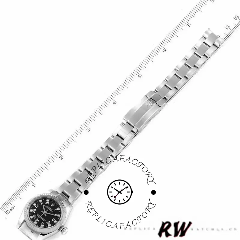 Rolex Oyster Perpetual 176234 Black Roman and Diamond Dial 26MM Lady Replica Watch