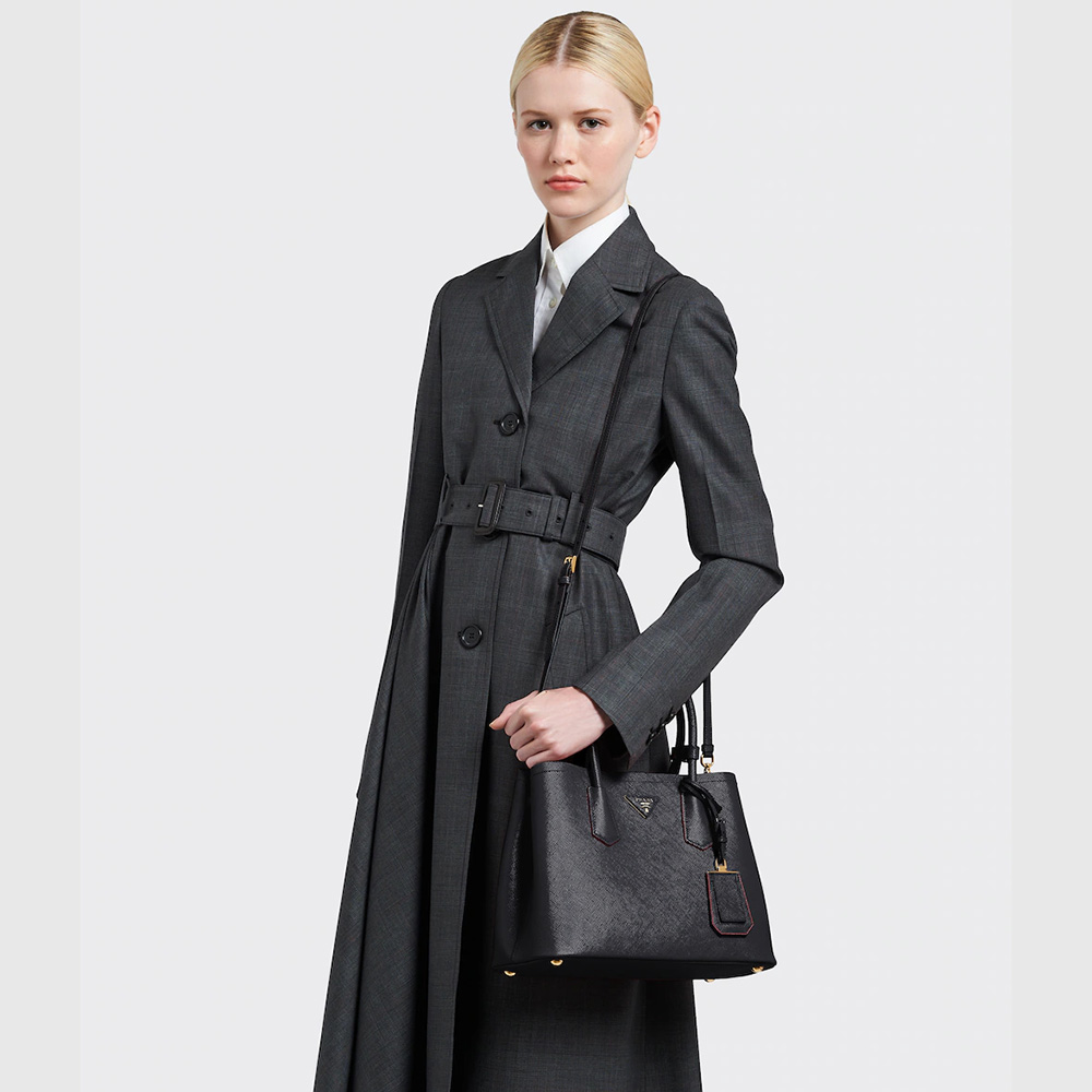 Small Saffiano Leather Double Bag