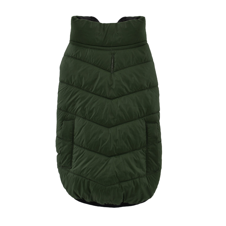 Outech Puffer verde con bolsillos para perros