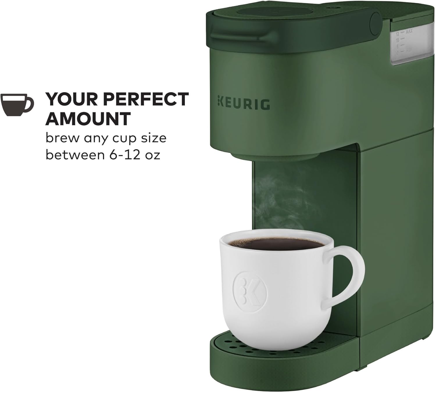 Coffee maker, brews 6 to 12 ounces, with cord storage, perfect for small spaces Green