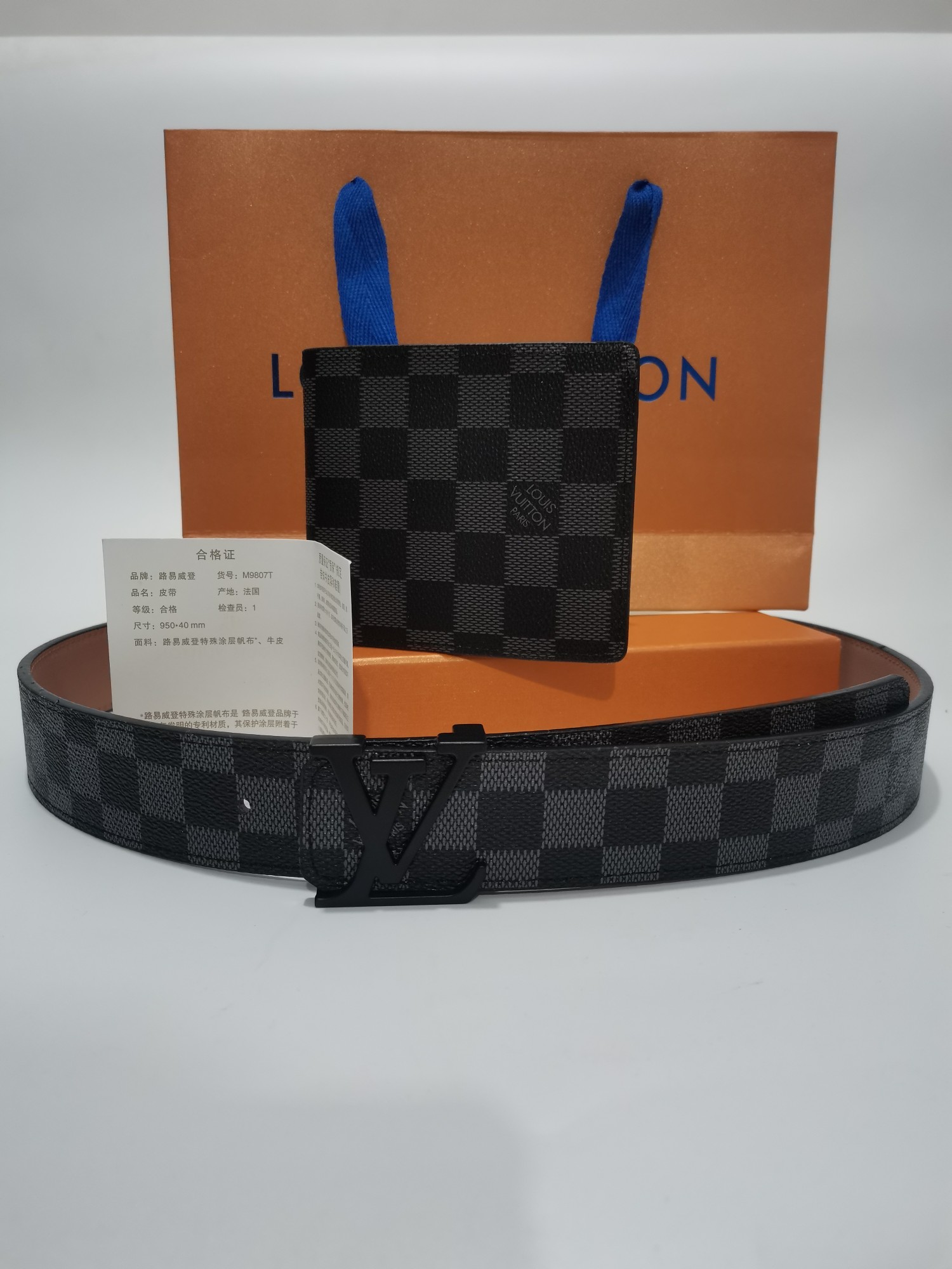 3-color belt buckle + wallet printed letter belt