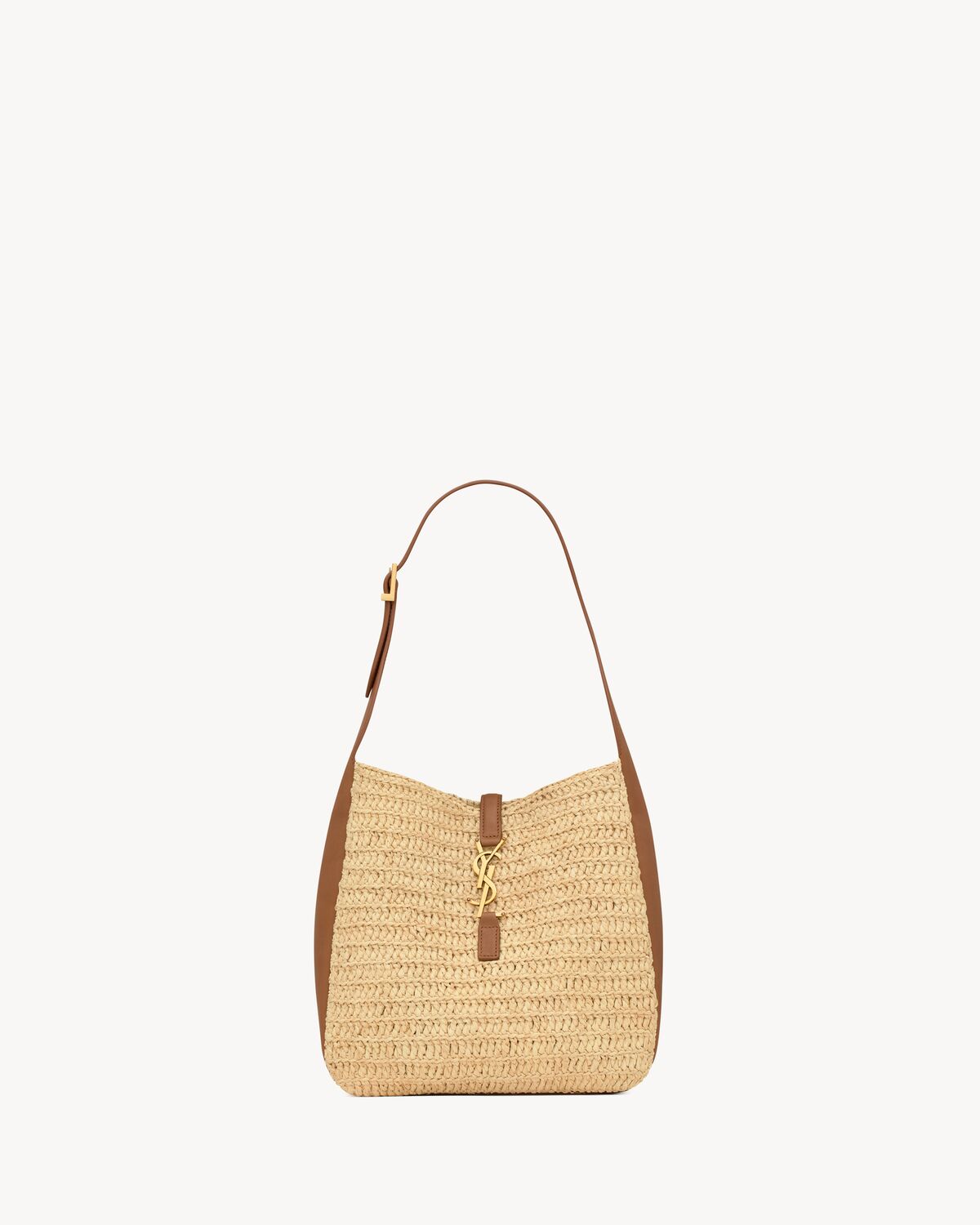le 5 à 7 supple small in raffia and leather PALE BROWN AND BRICK