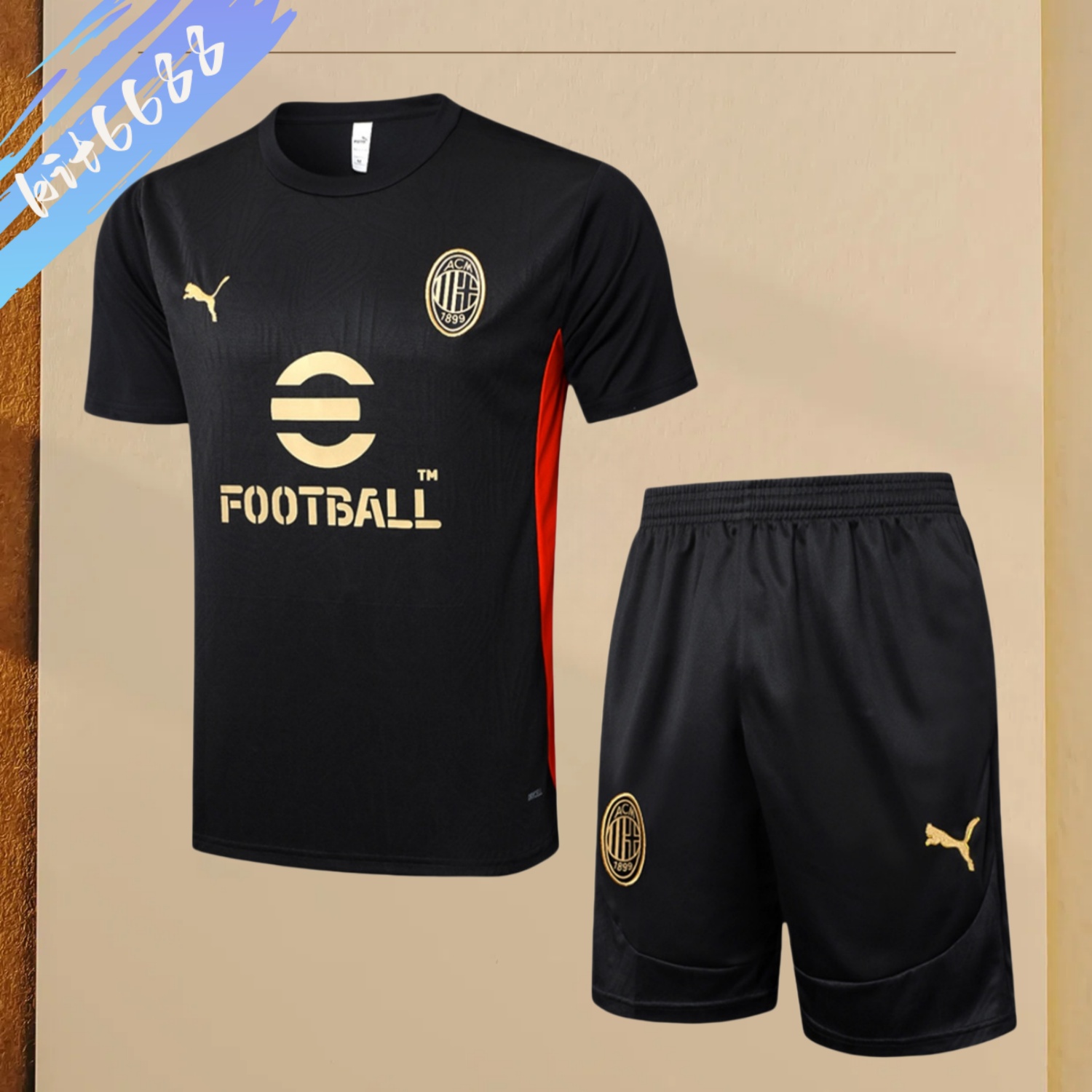 2024/2025 AC Milan Black Adult Short Sleeve Training Wear (Adult kit)