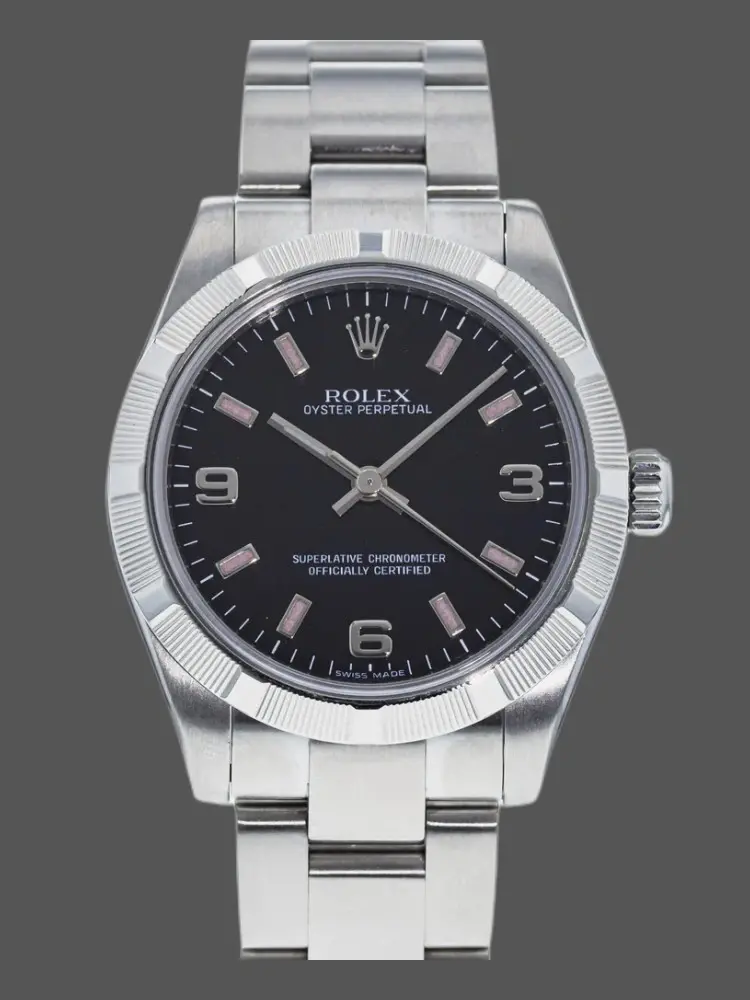 Rolex Oyster Perpetual 177210 Black Dial Pink Baton 31mm Lady Replica Watch