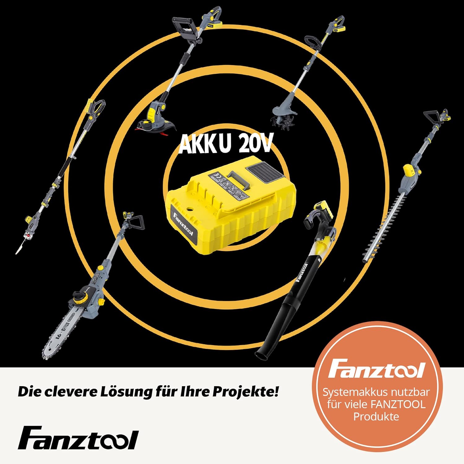 FANZTOOL 20 V Motor Hoe. Mini Tiller. Garden Hoe. Cultivator. 20 cm Working Width and Powerful 2.5 Ah Li-ion