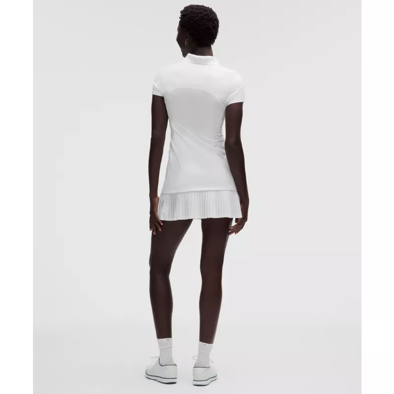 Pleated-Hem Polo Golf Dress
