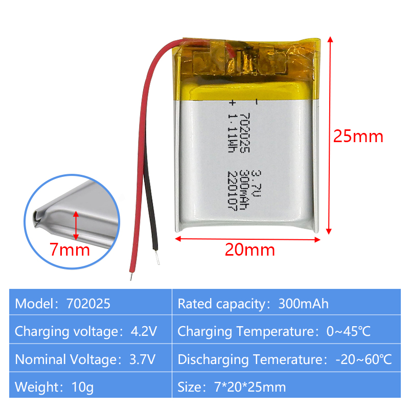 Pouch Lithium Ion Batteries 701435 701530 3.7v 320mAh 300mAh