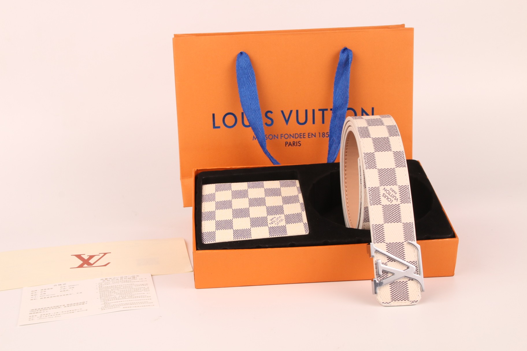 3-color belt buckle + wallet printed letter belt