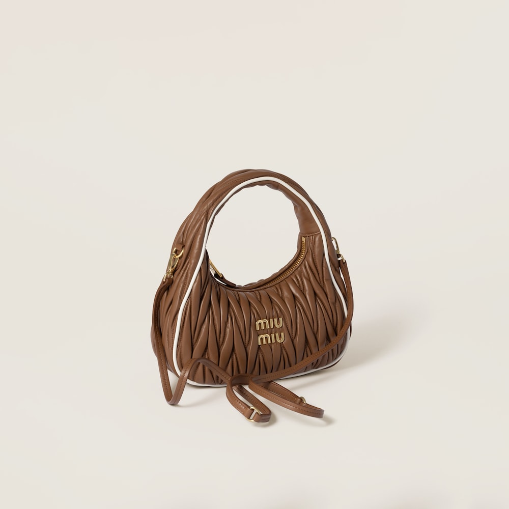 Wander matelassé nappa leather bag Cognac/White