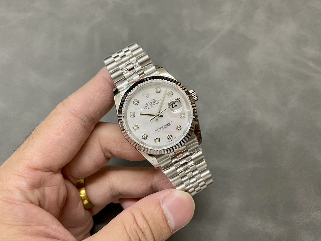 Rolex Datejust 126234 White Mother of Pearl Diamonds Dial 36MM Unisex Replica Watch
