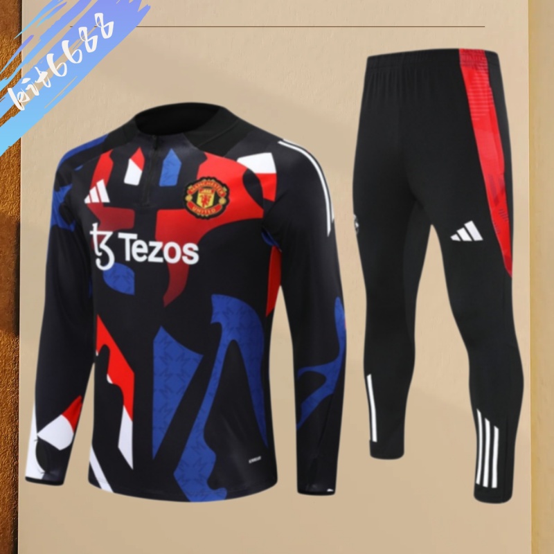 24/25 Manchester United Black  Half Zip Training Kit (Adult Kids Kit)