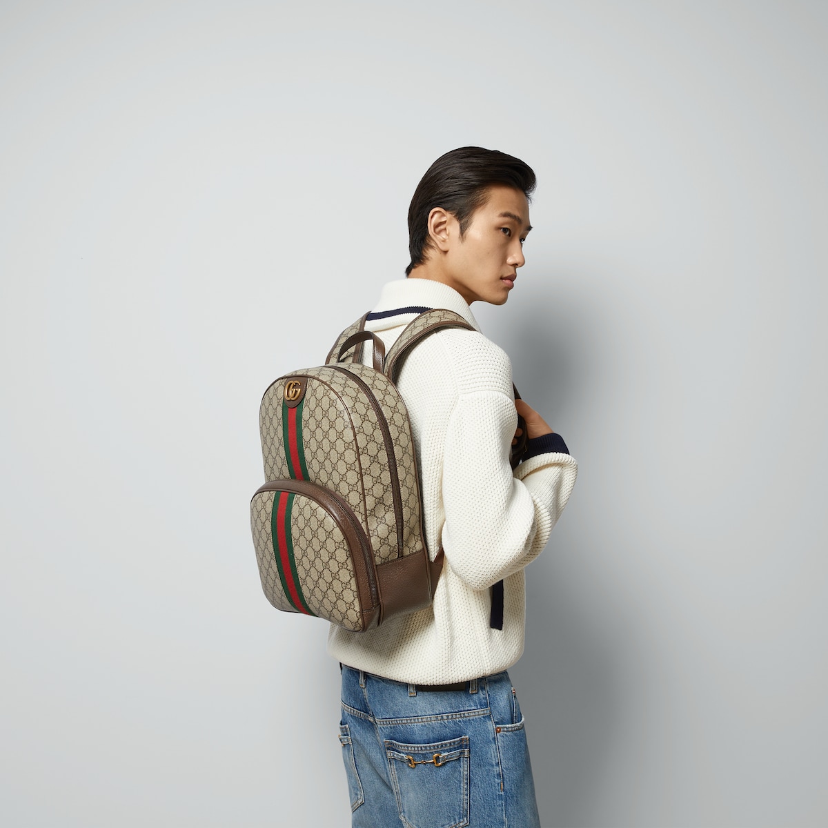 Ophidia medium backpack Green and red Web stripe