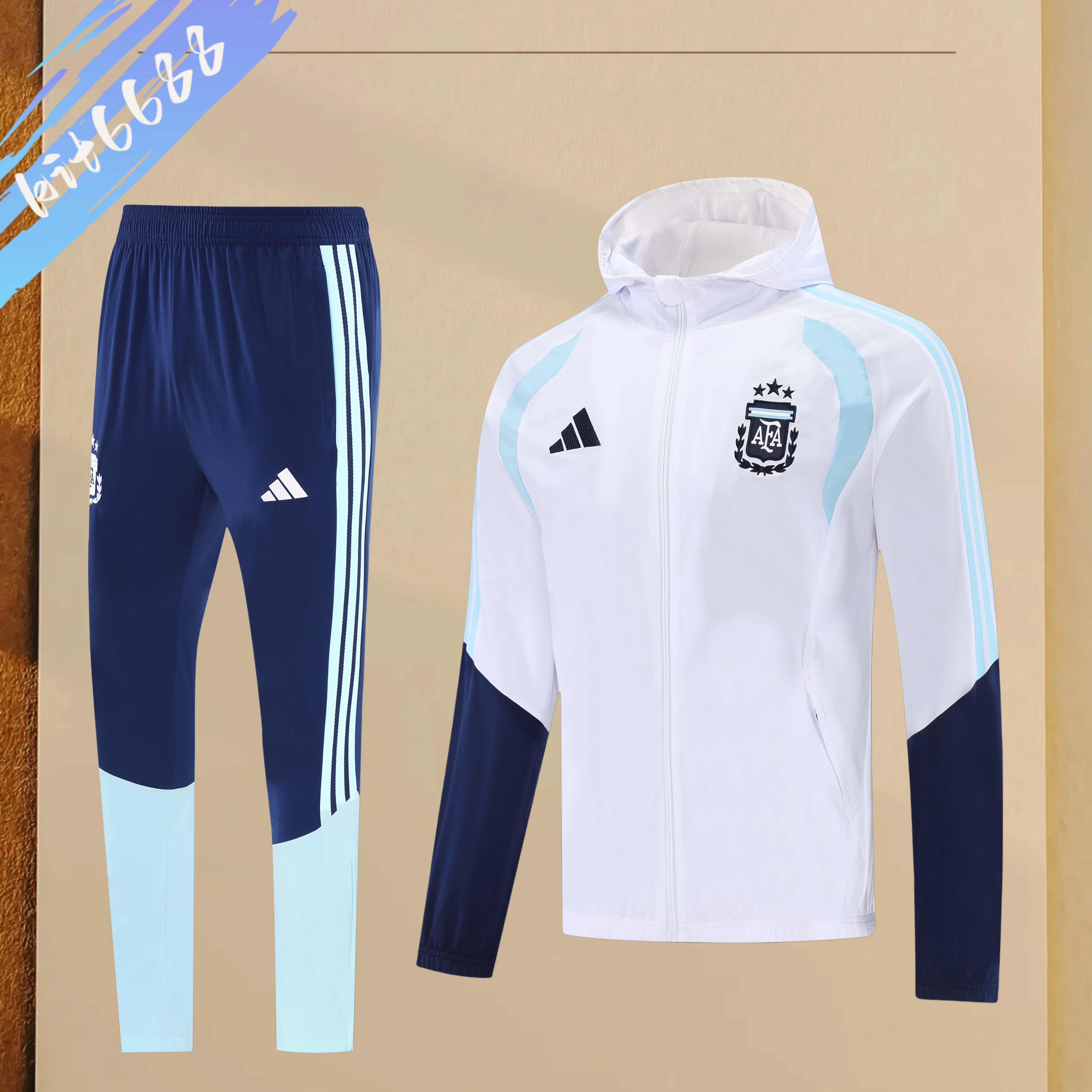 25/26 Argentina hooded windbreaker Full Zipper Training Suit (Adult Set)