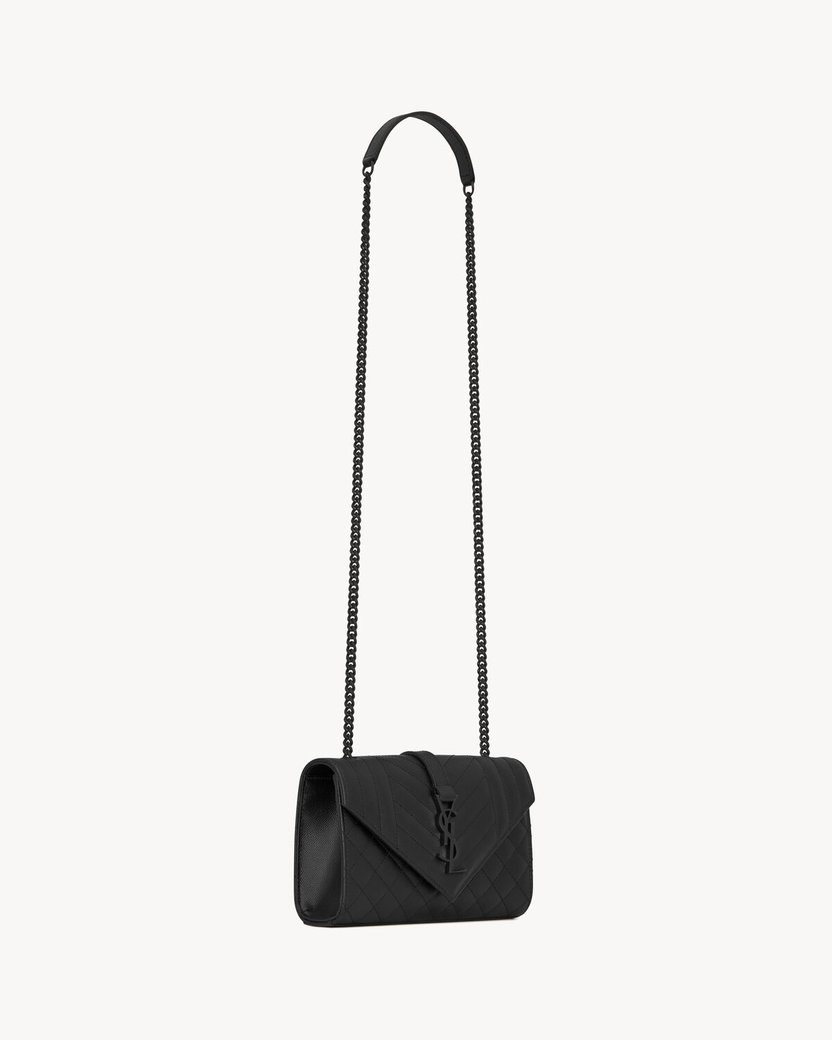 envelope small in quilted grain de poudre embossed leather NOIR