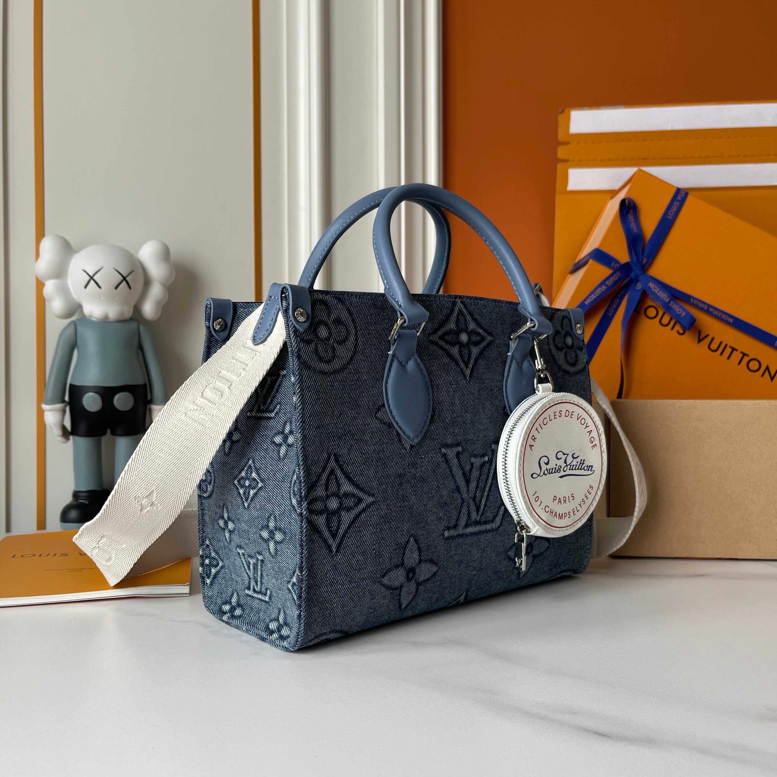 LV Large Embossed Denim Bag