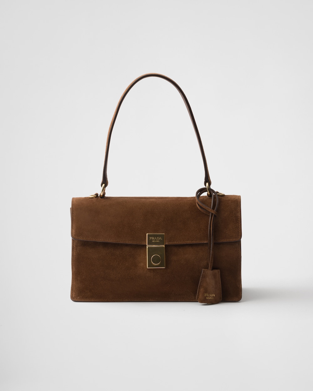 Prada Soft Sound medium suede shoulder bag Cocoa Brown
