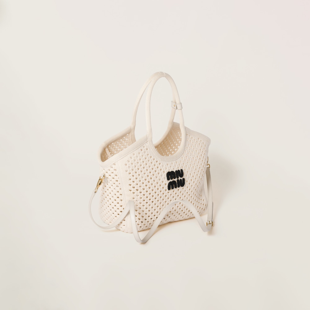 IVY cotton mesh tote bag Chalk White/Black