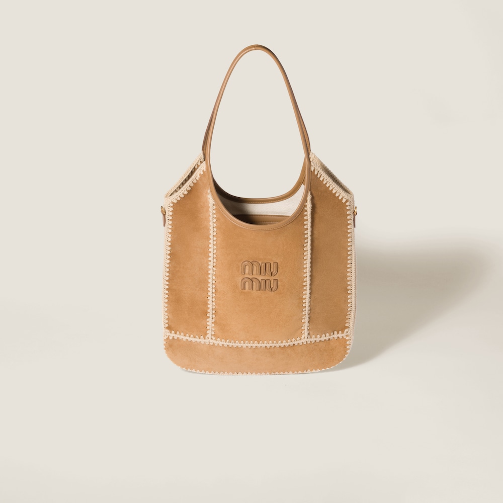 IVY suede and crochet bag Cinnamon