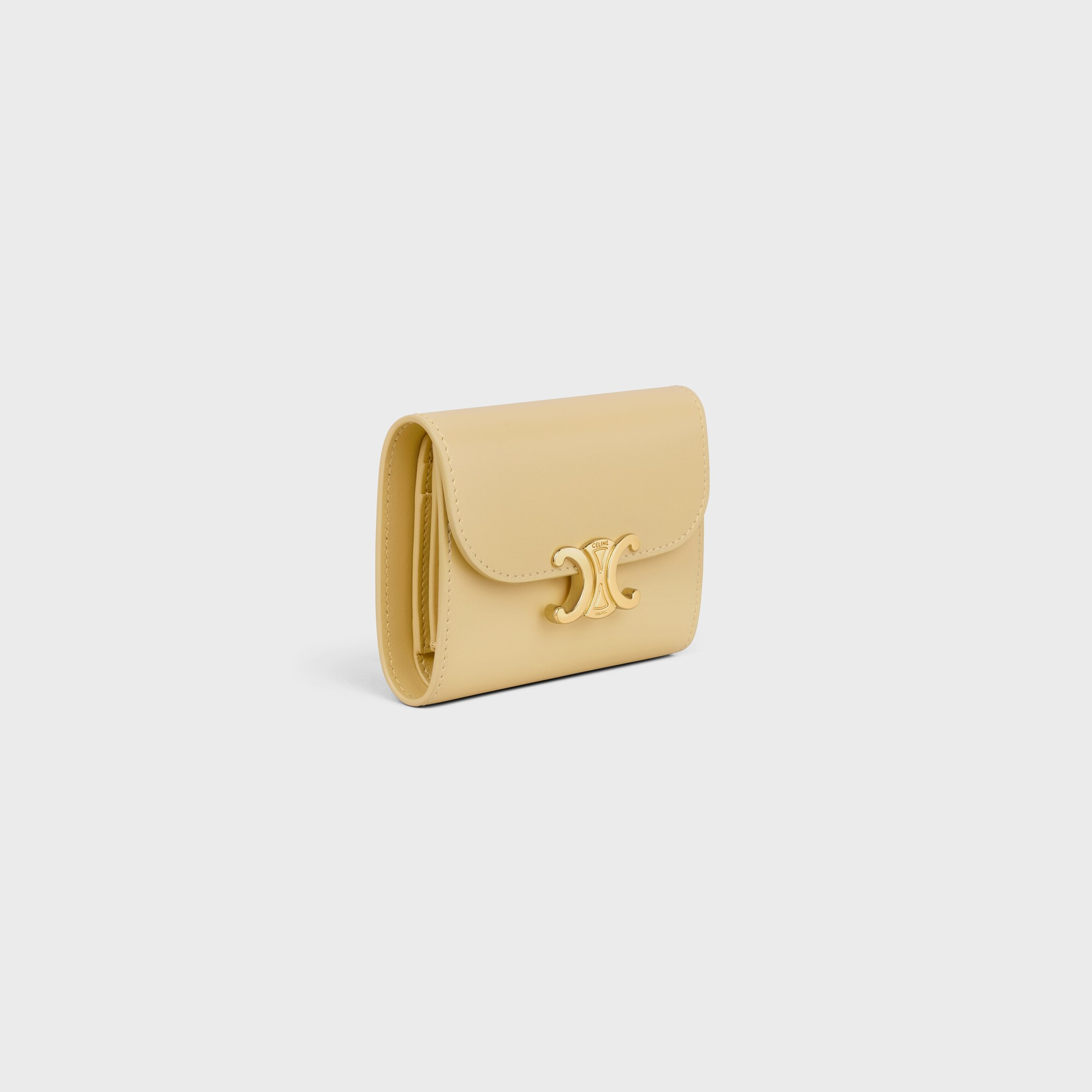 Small Flap Wallet TRIOMPHE IN Shiny calfskin Spring Yellow