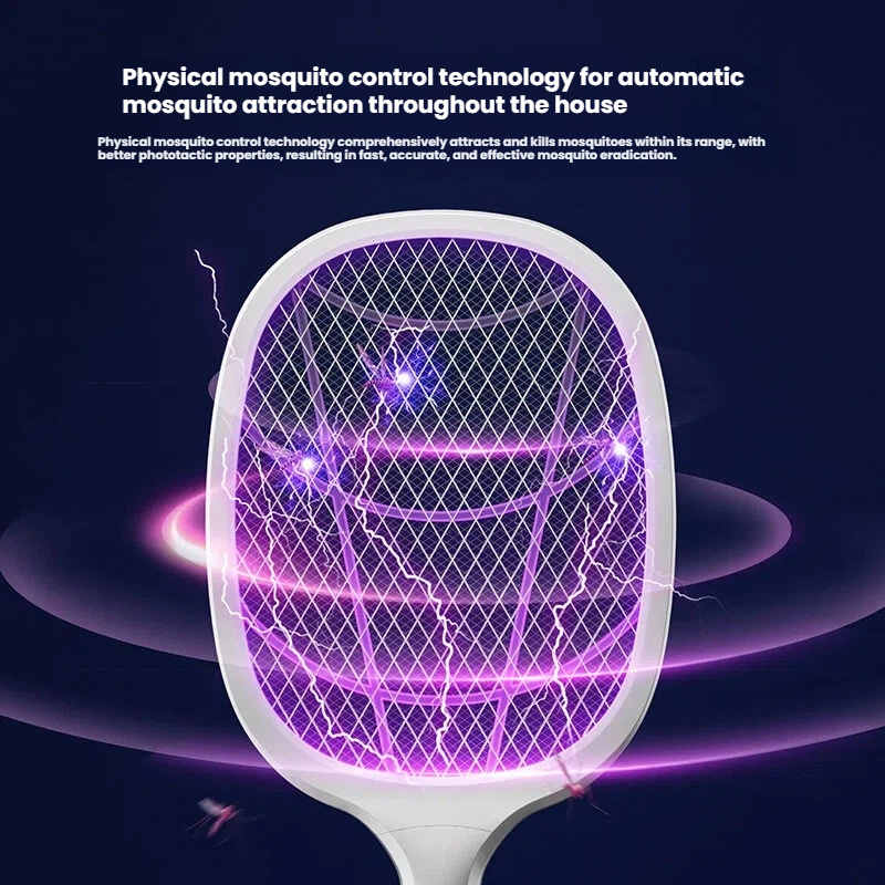 New Folding Electric Mosquito Swatter, Rechargeable Lithium Battery High-Power Electric Shock Mosquito Killer Lamp