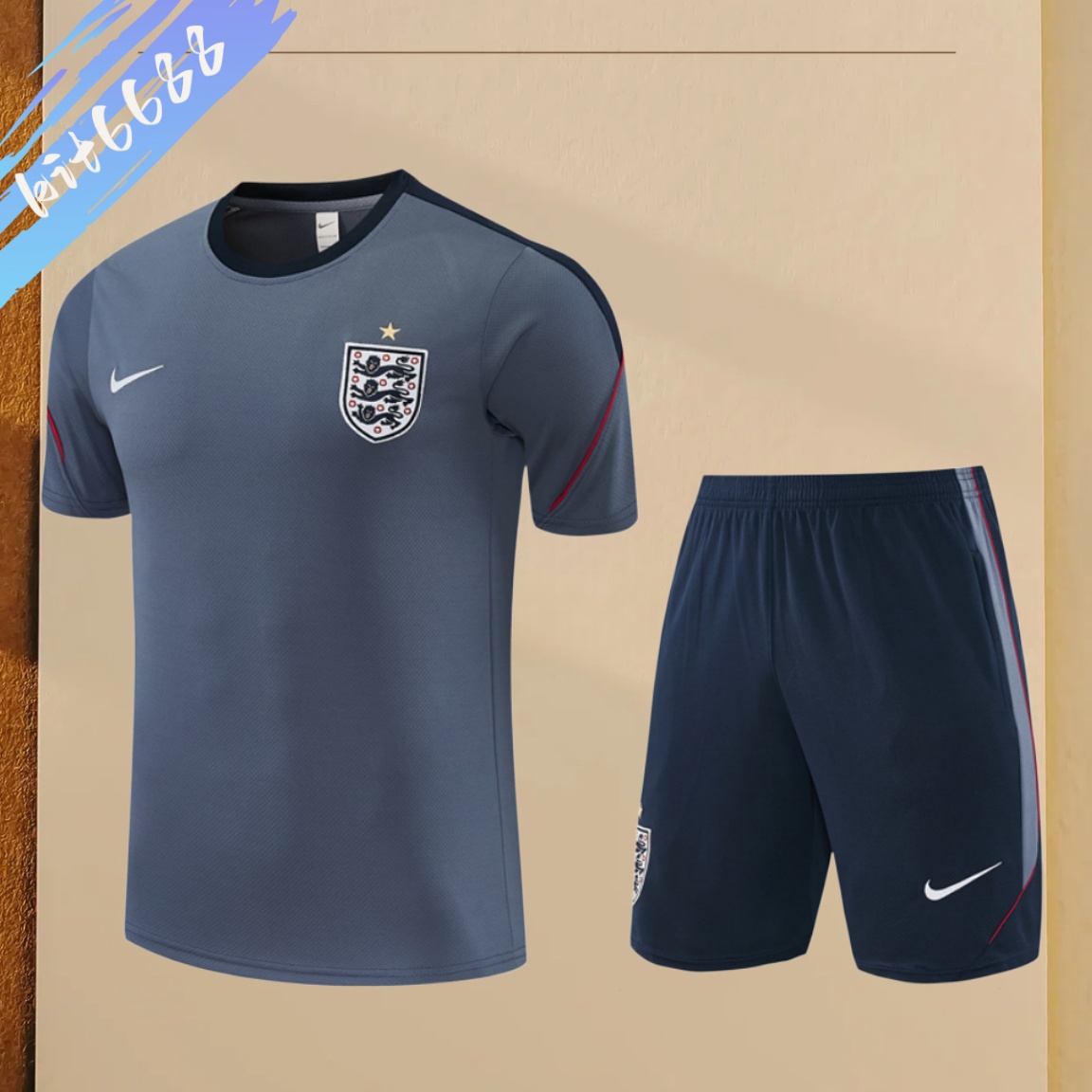 26/27 England grey Short Sleeve Training Wear ( Adult kit Kids )