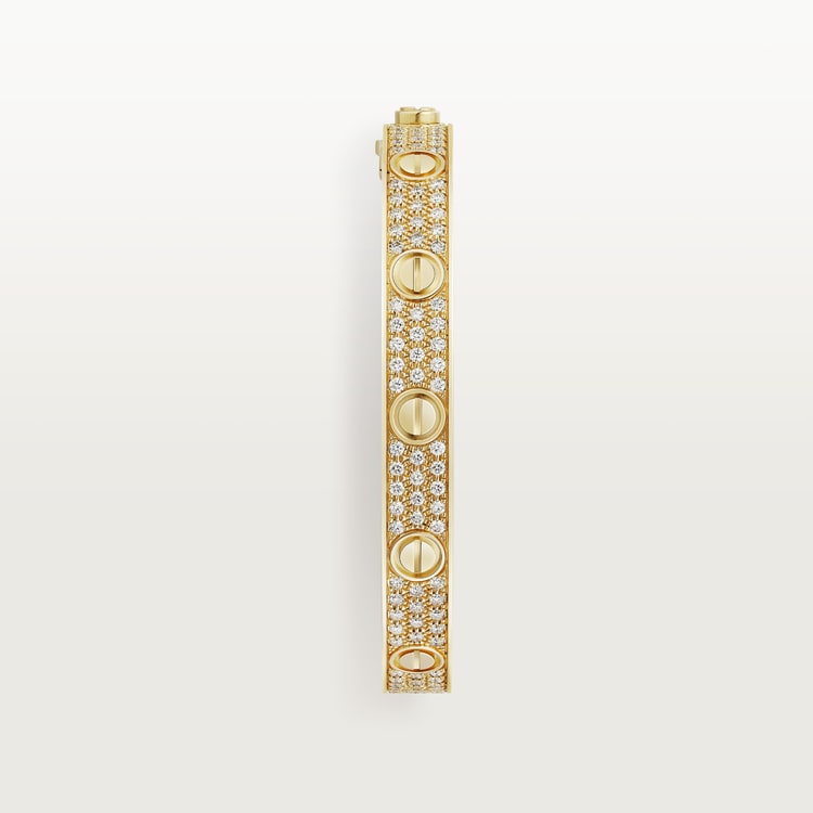 LOVE bracelet, classic model, paved 18K yellow gold 6.7 mm