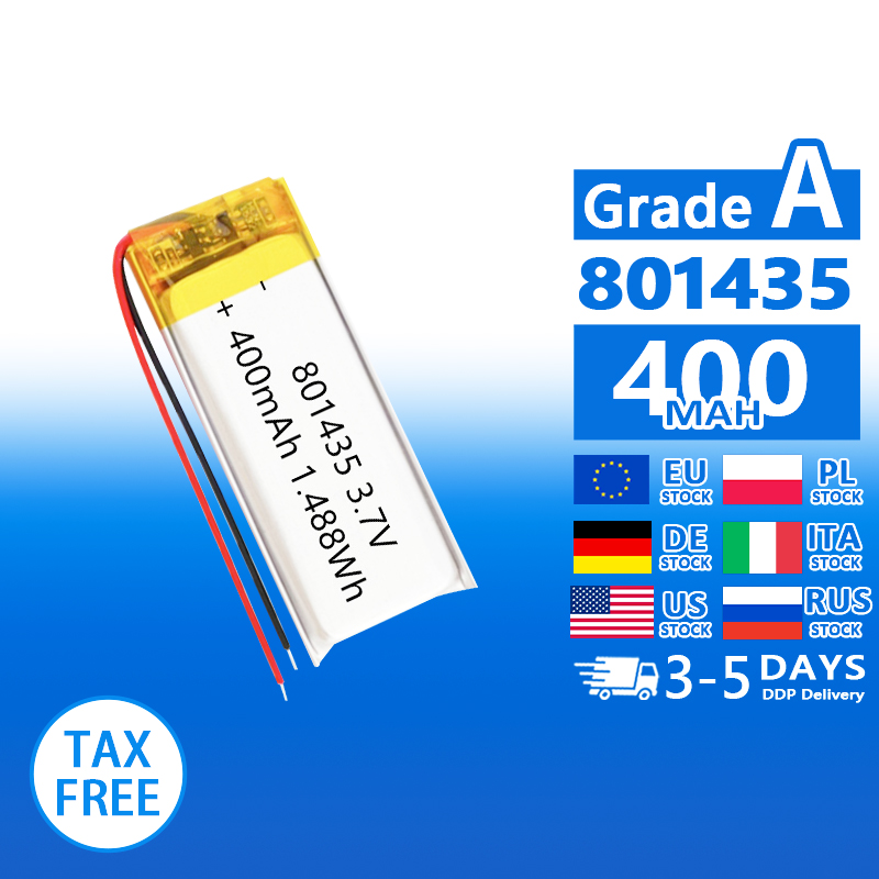Pouch Lithium Ion Batteries 801435 802030 3.7v 400mAh 450mAh