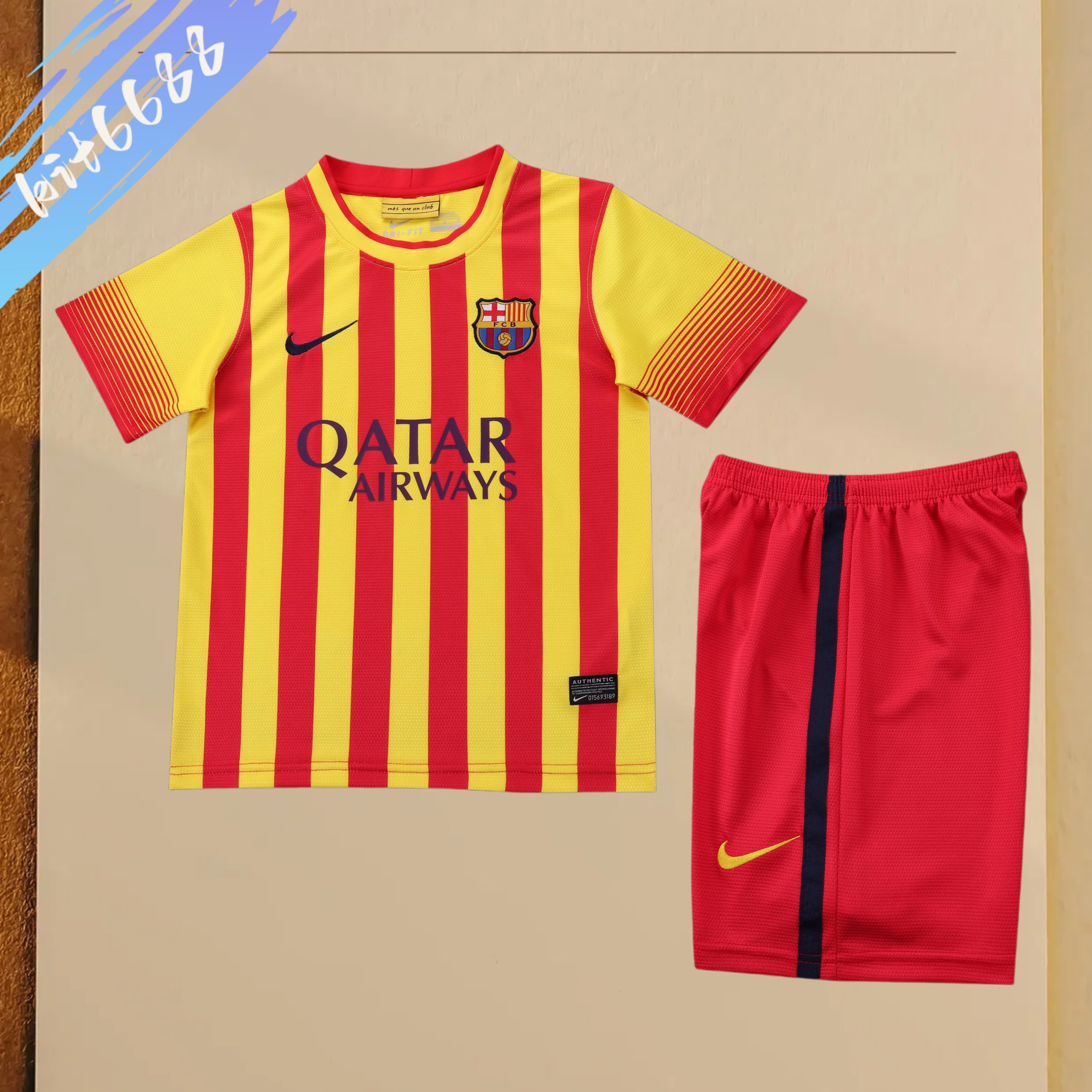 2013/2014 Barcelona Away Retro Kids Kit(Kids Kit)