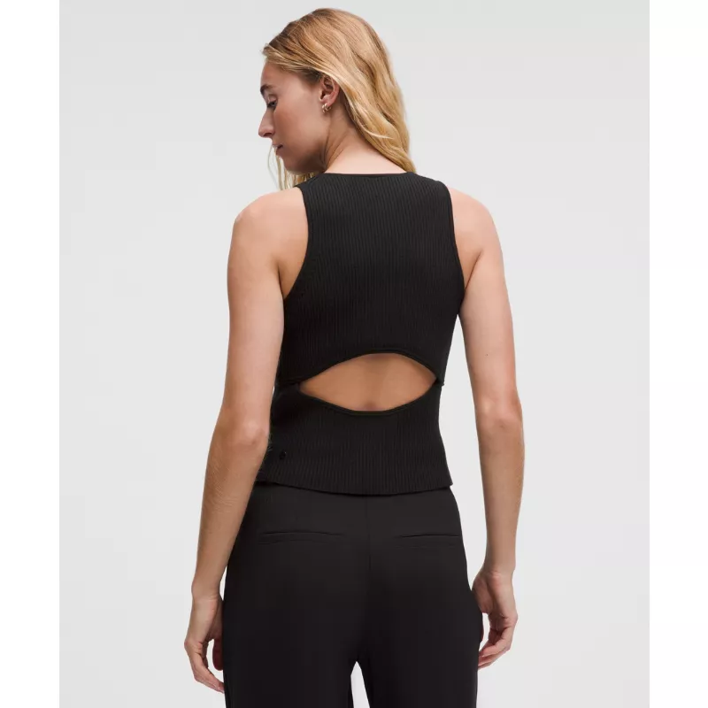 Merino Wool Open-Back Tank Top