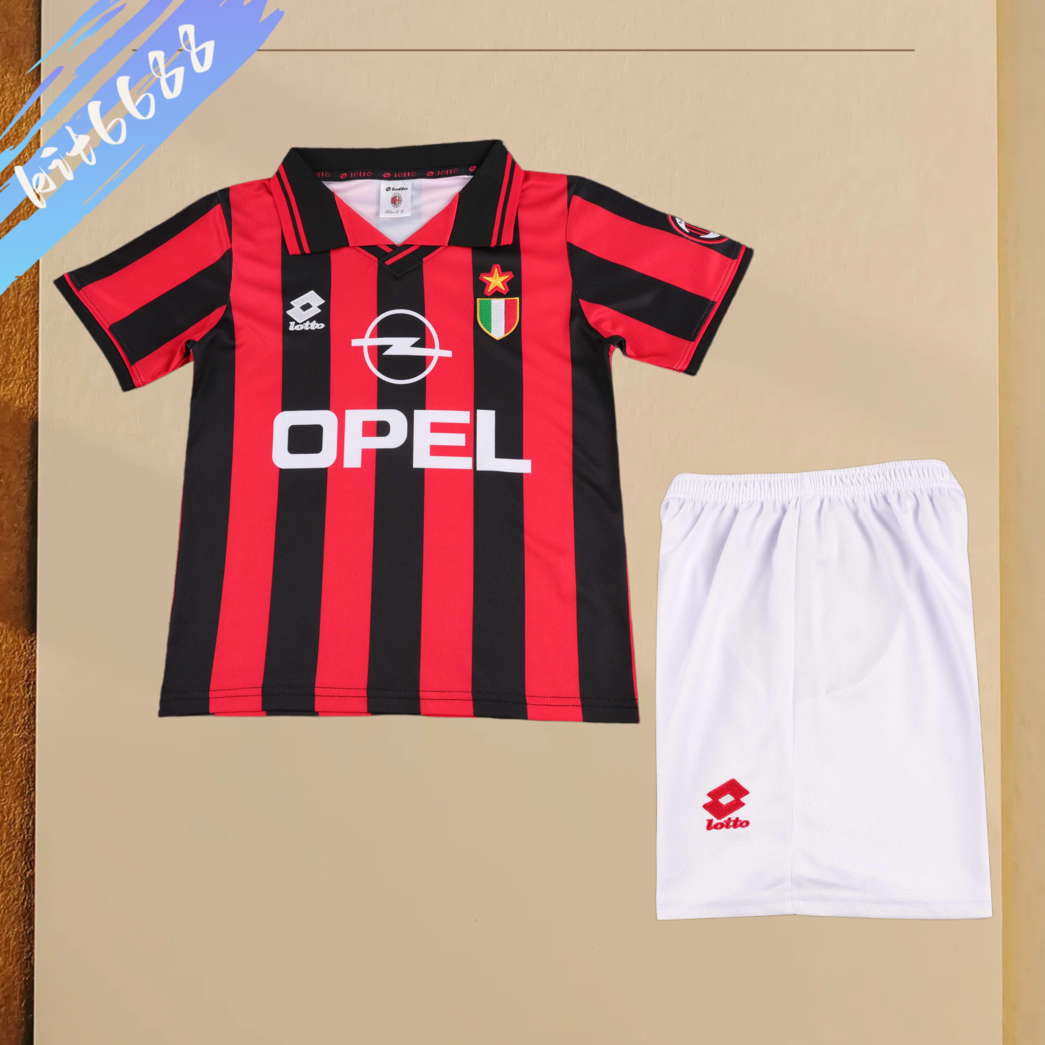 1996/1997 AC Milan home Retro Football Jersey (Kids Kit)