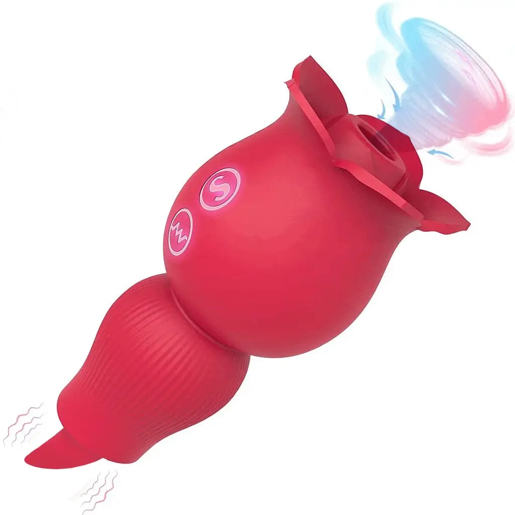 Mlovexy - Rose Sucking and Tongue Vibrator 2 in 1 Rose Toy