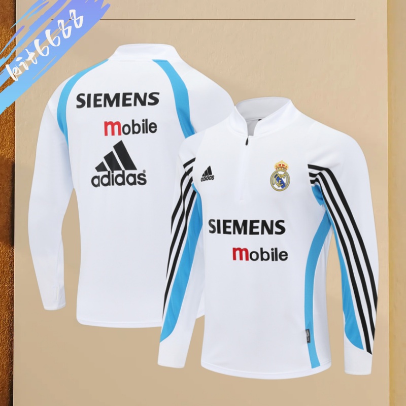 03/04 Real Madrid Retro Training Uniform Long- Sleeve Football Shirt