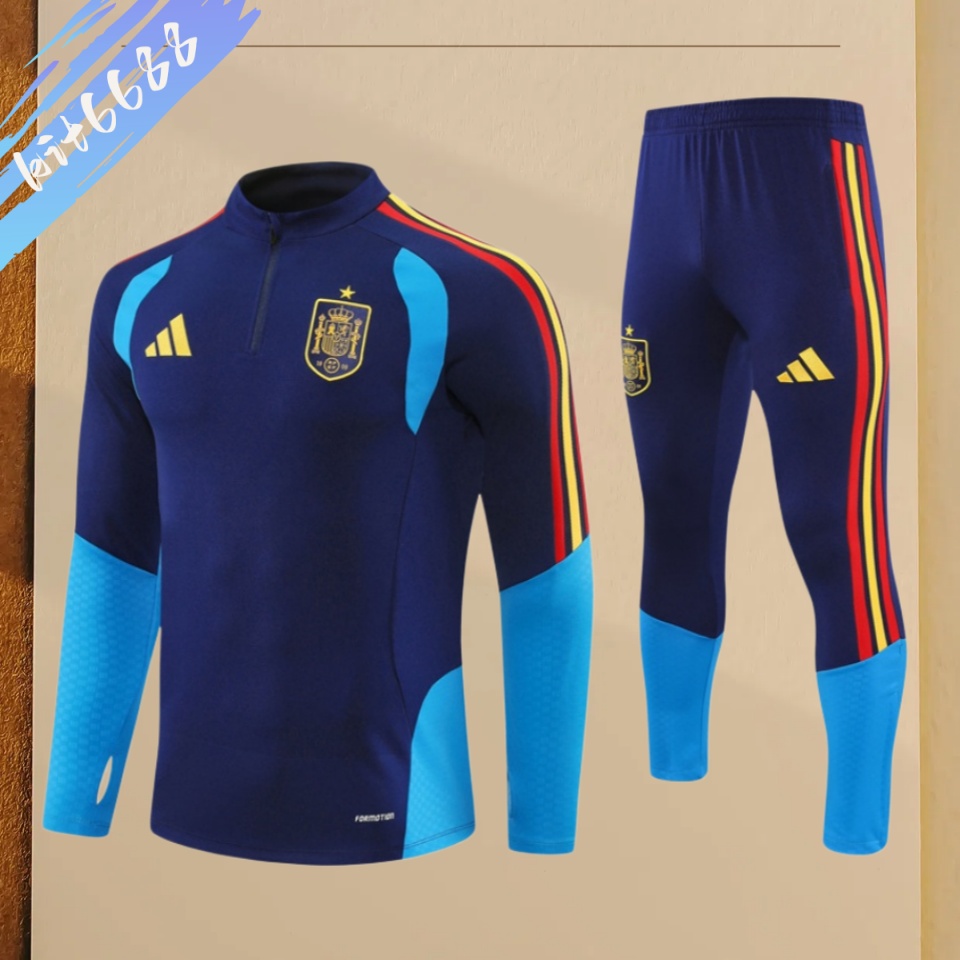 26/27 Spain royal blue Half Zip Training Kit (Adult Kids Kit)