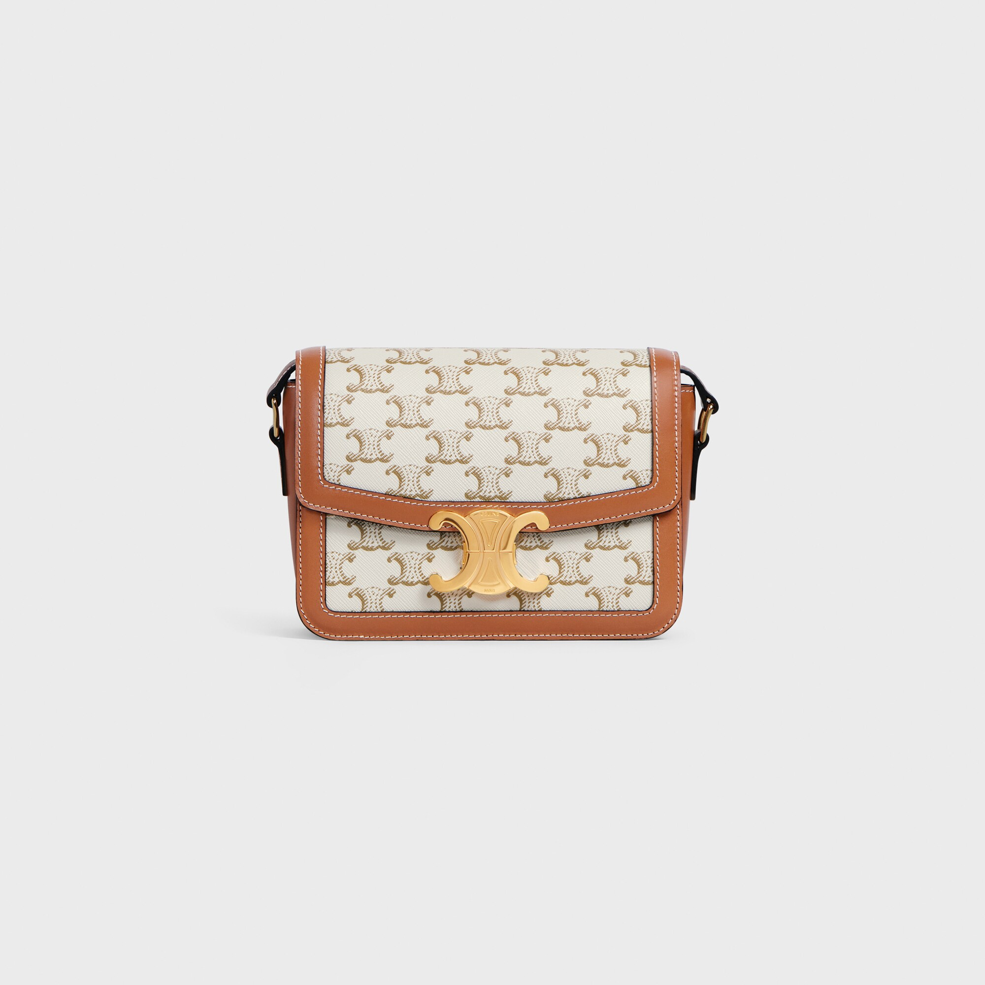 TEEN TRIOMPHE BAG IN Triomphe Canvas and Calfskin WHITE