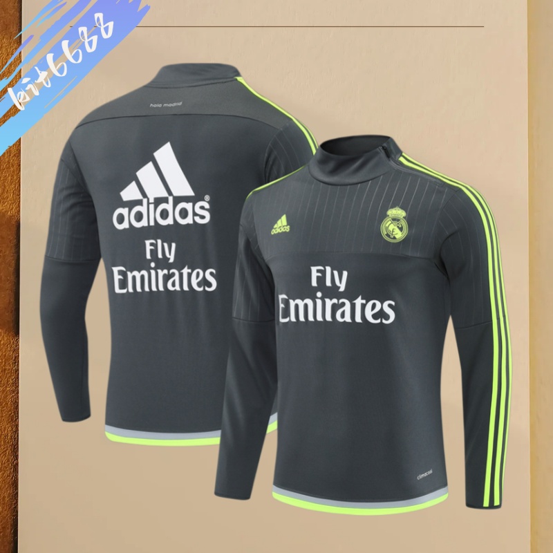 15/16 Real Madrid Retro Training Uniform Long- Sleeve Football Shirt