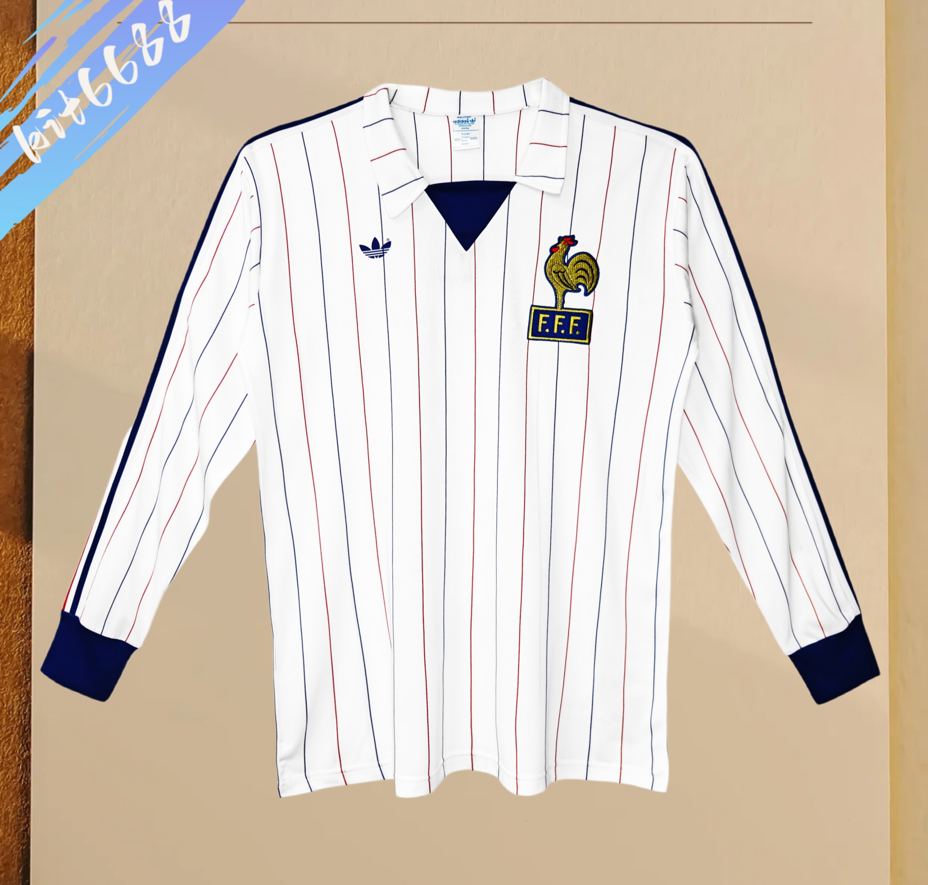 80/82 France Away Retro long Football Shirt