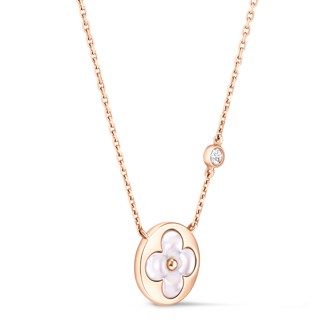 Color Blossom BB Sun Pendant, Pink Gold, White Mother-of-Pearl and Diamond Q03788
