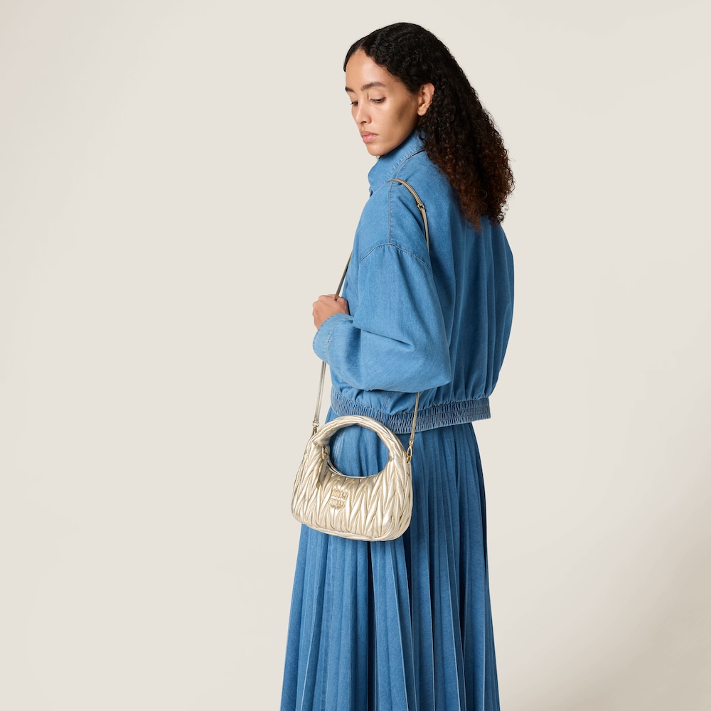 Wander matelassé nappa leather hobo bag Pyrite