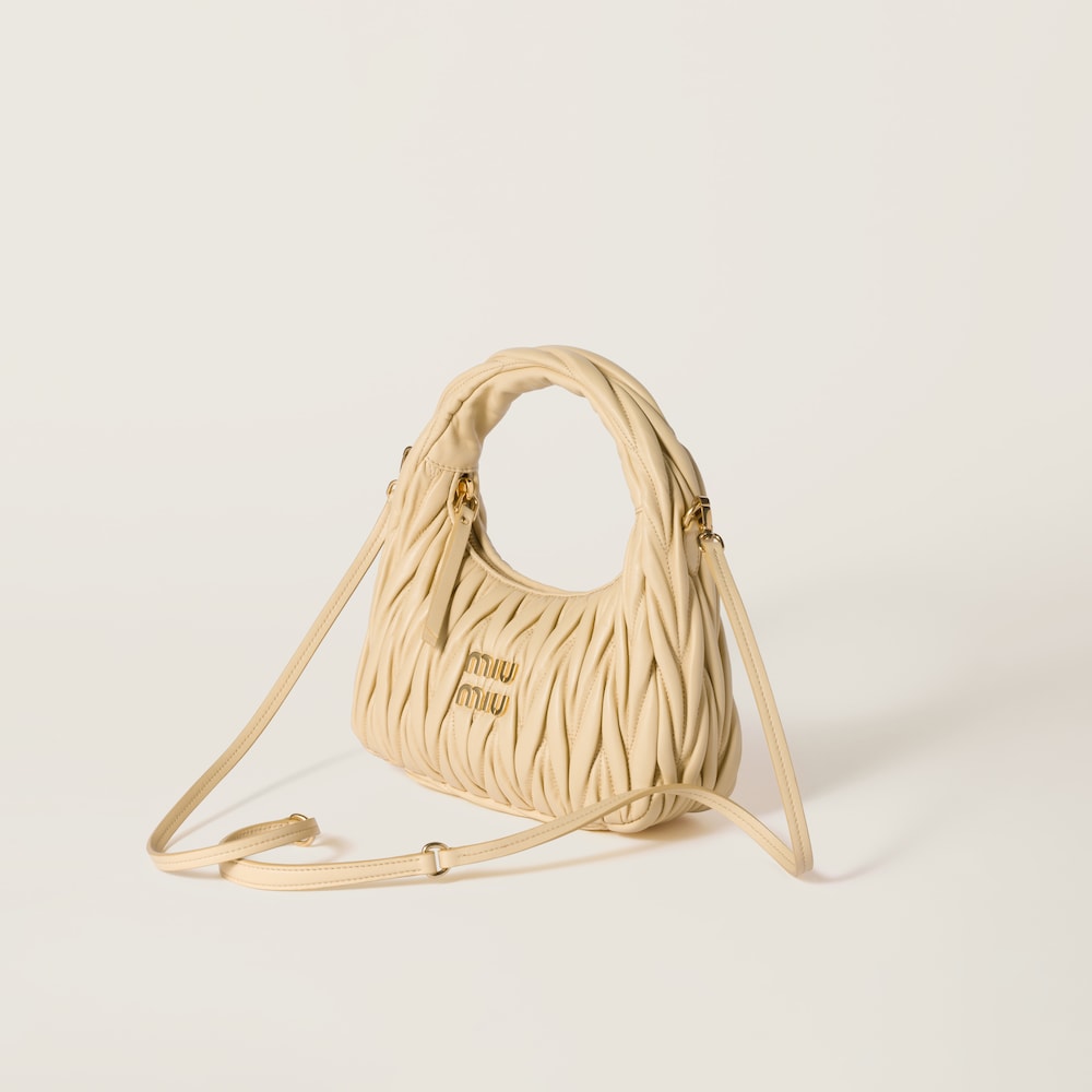 Wander matelassé nappa leather hobo bag Soy Green