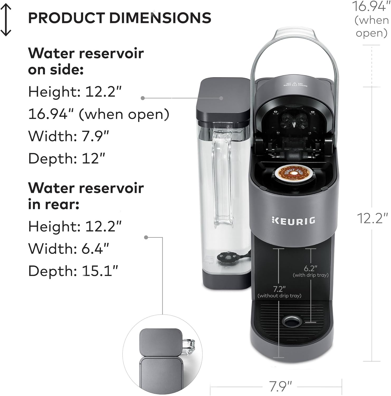 Coffee maker, MultiStream technology, 4 brewing sizes, 64 oz (about 1.9 kg) dual-position removable water tank,