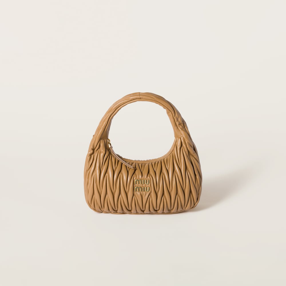 Wander matelassé nappa leather hobo bag Caramel