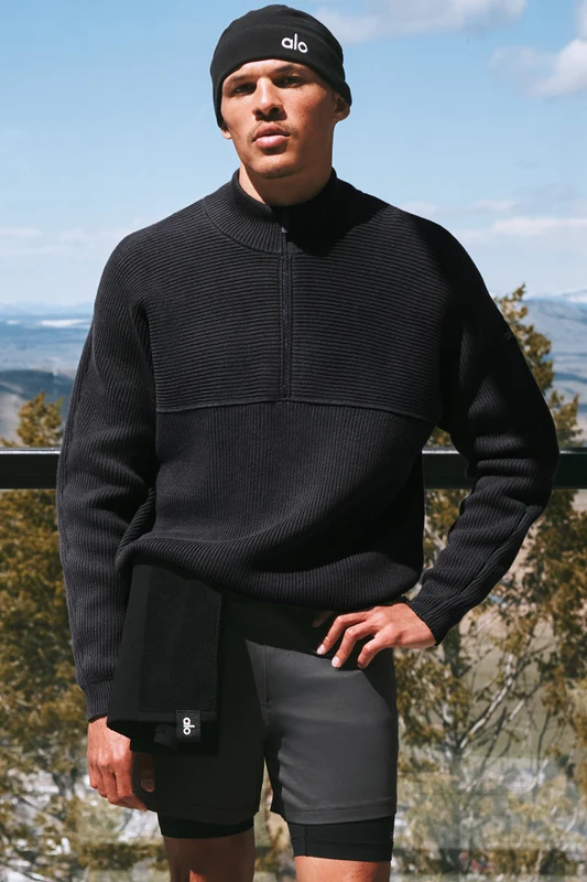 Domain Shift Rib Knit 1/4 Zip Sweater