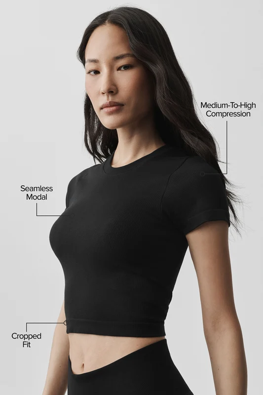 Seamless Modal Ribbed Cropped Short Sleeve
