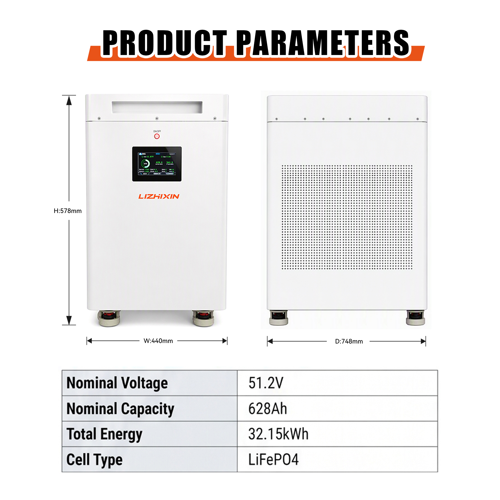51.2V 628Ah 32.15KWH Floor standing Battery