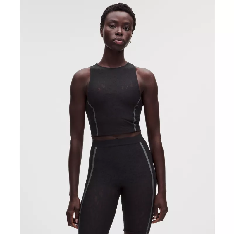Lace-Panelled Cropped Tank Top