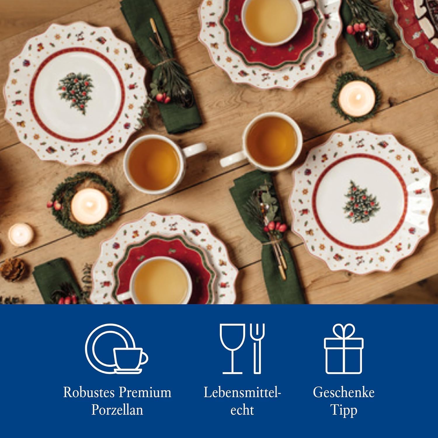 Villeroy & Boch Toy's Delight Breakfast for 2. Premium Porcelain. Red and White. Set of 6 pieces
