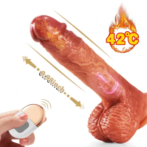 6.3‘’ Mlovexy - 3-in-1 Thrusting 5 Vibrations 42 ℃ Heating Realistic Non-sticky Blush Dildo