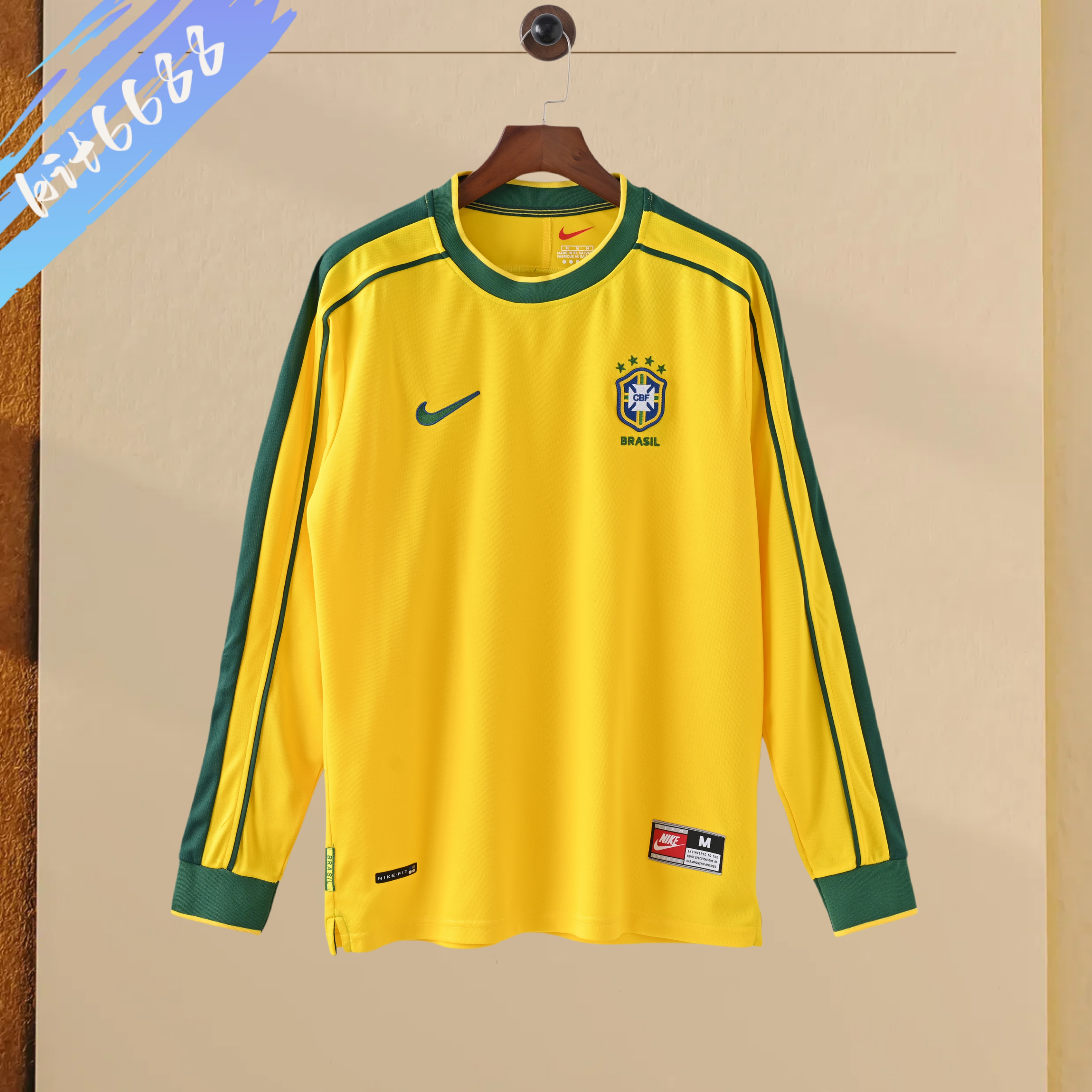 1998 Brazil home Retro Long-Sleeved Football Shirt (Fan Edition)