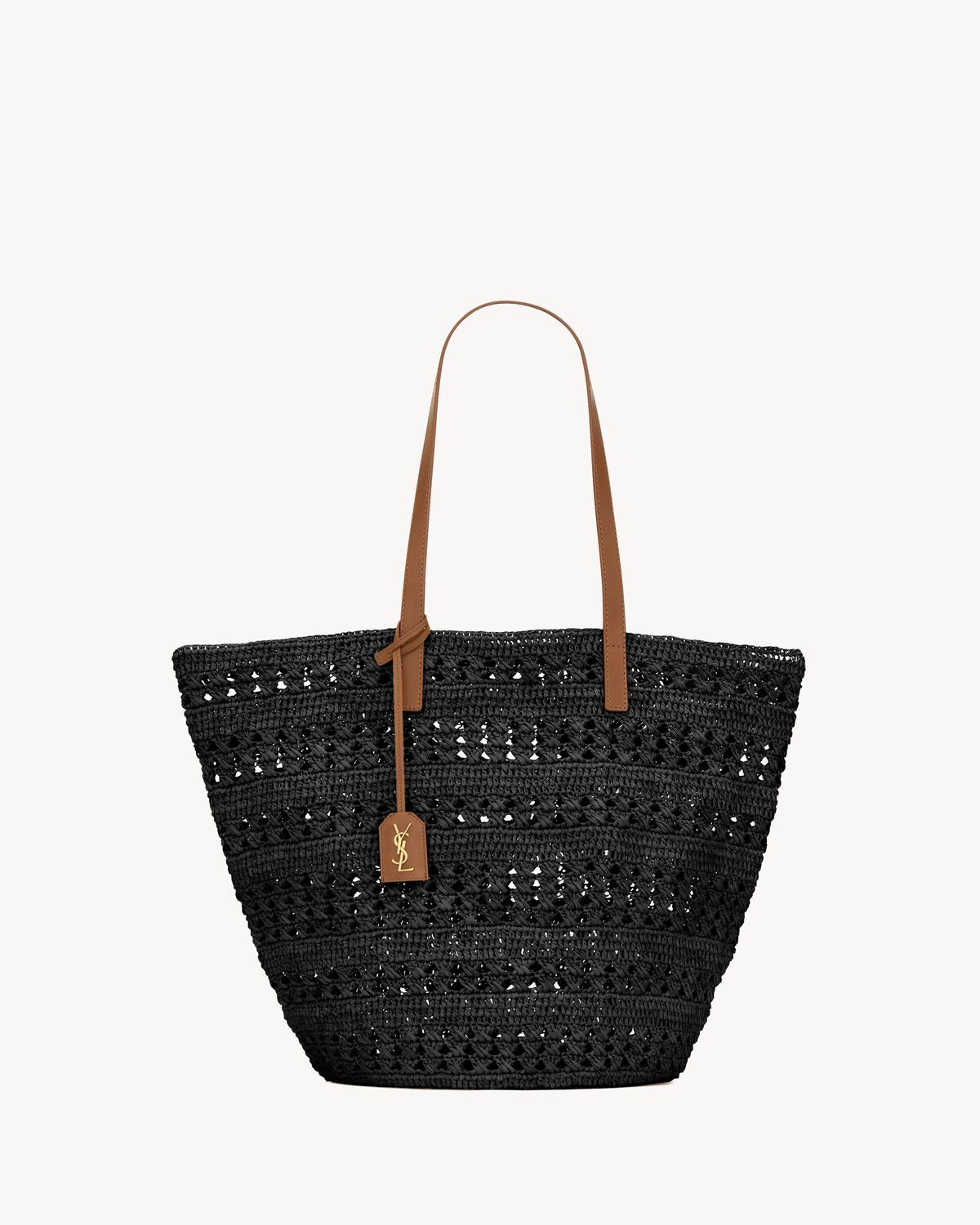 panier medium bag in raffia BLACK