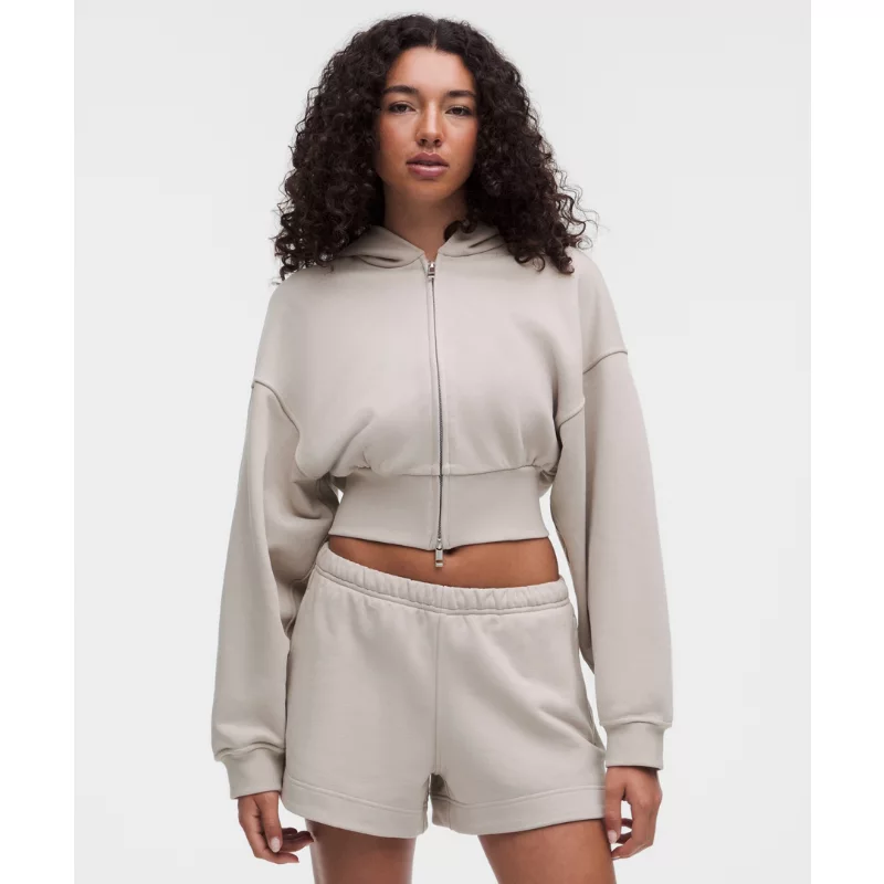 French Terry Cropped Full-Zip Hoodie
